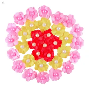 Decorative Moti Sain Fabric Flower for Trousseau Decoration Craft or Textile, 100 Pcs - Design 145