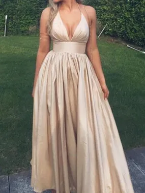 Deep V-Neck Sexy Evening Simple Formal Junior Long Charming Prom Dress .AB1130