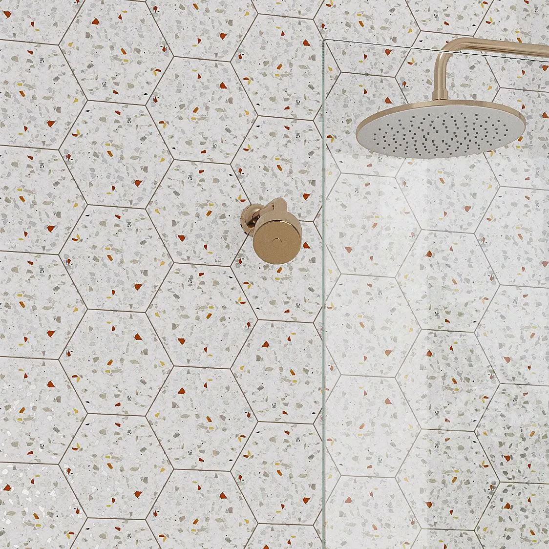 Desert Sand Terrazzo Hex Porcelain Tile