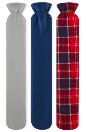 Extra Long Hot Water Bottle with Soft Fleece Cover - Random Selection