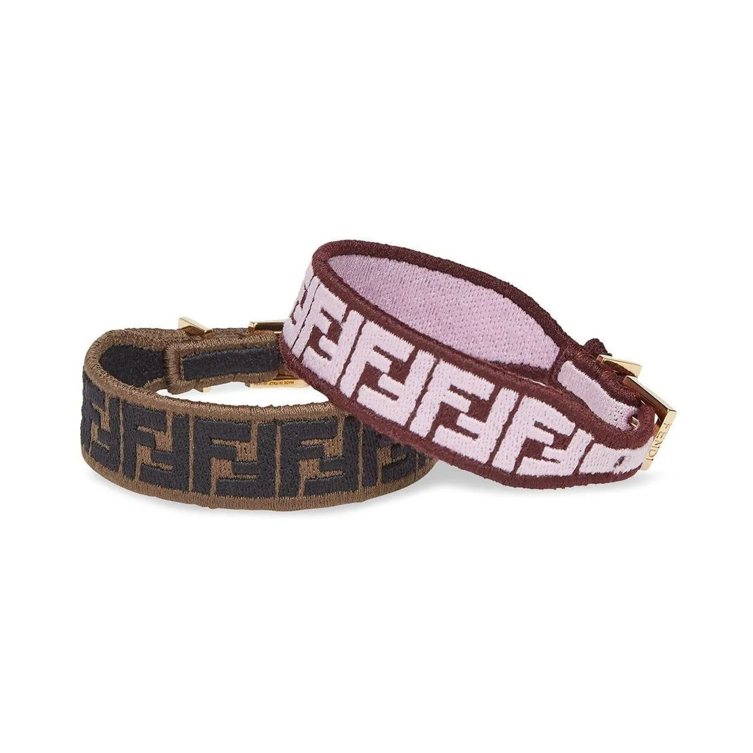 Fendi FF Embroidered Brown Lavender Kit Bracelet 8AH256