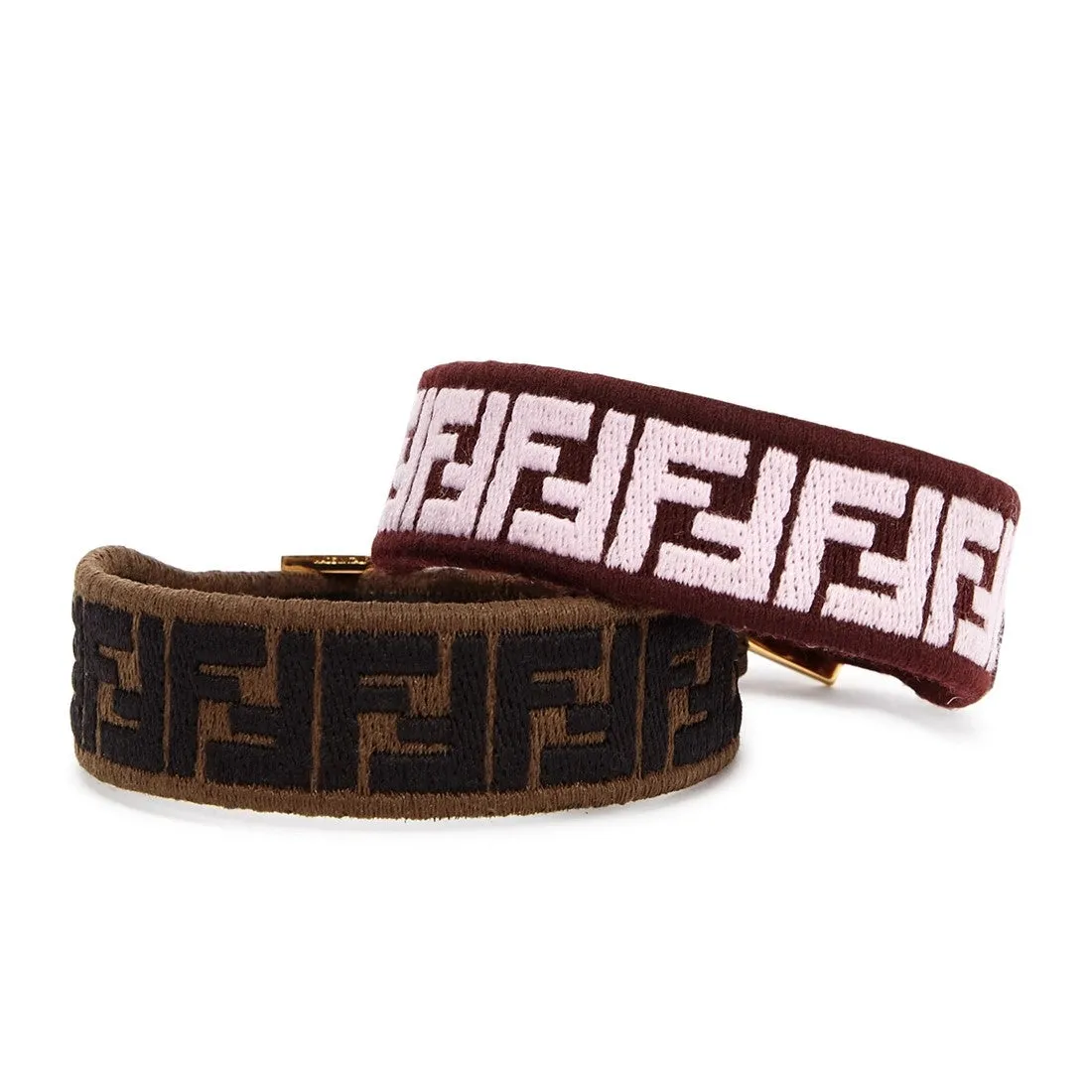 Fendi FF Embroidered Brown Lavender Kit Bracelet 8AH256