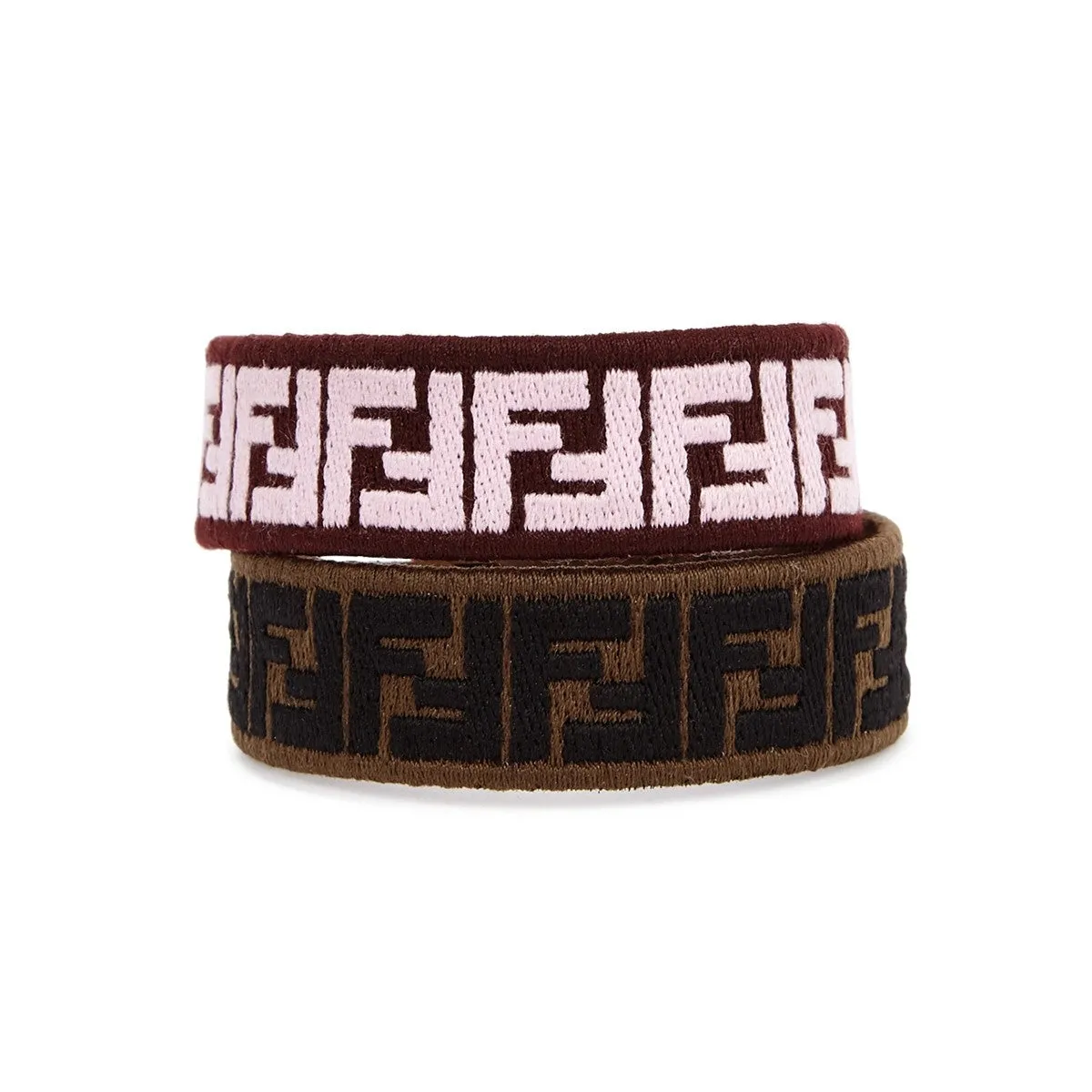 Fendi FF Embroidered Brown Lavender Kit Bracelet 8AH256