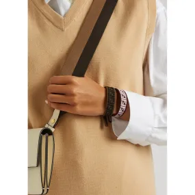 Fendi FF Embroidered Brown Lavender Kit Bracelet 8AH256