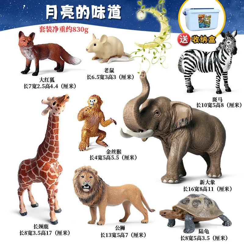 Fox model toy wild animal model set toy simulation solid fox plum deer children cake decorations