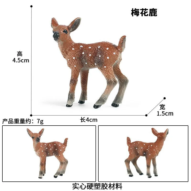 Fox model toy wild animal model set toy simulation solid fox plum deer children cake decorations