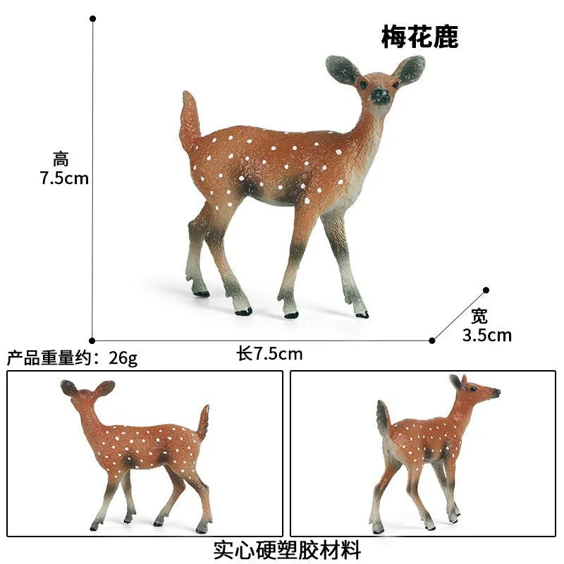 Fox model toy wild animal model set toy simulation solid fox plum deer children cake decorations