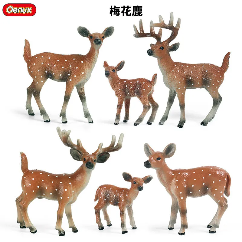 Fox model toy wild animal model set toy simulation solid fox plum deer children cake decorations
