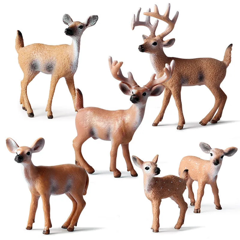 Fox model toy wild animal model set toy simulation solid fox plum deer children cake decorations