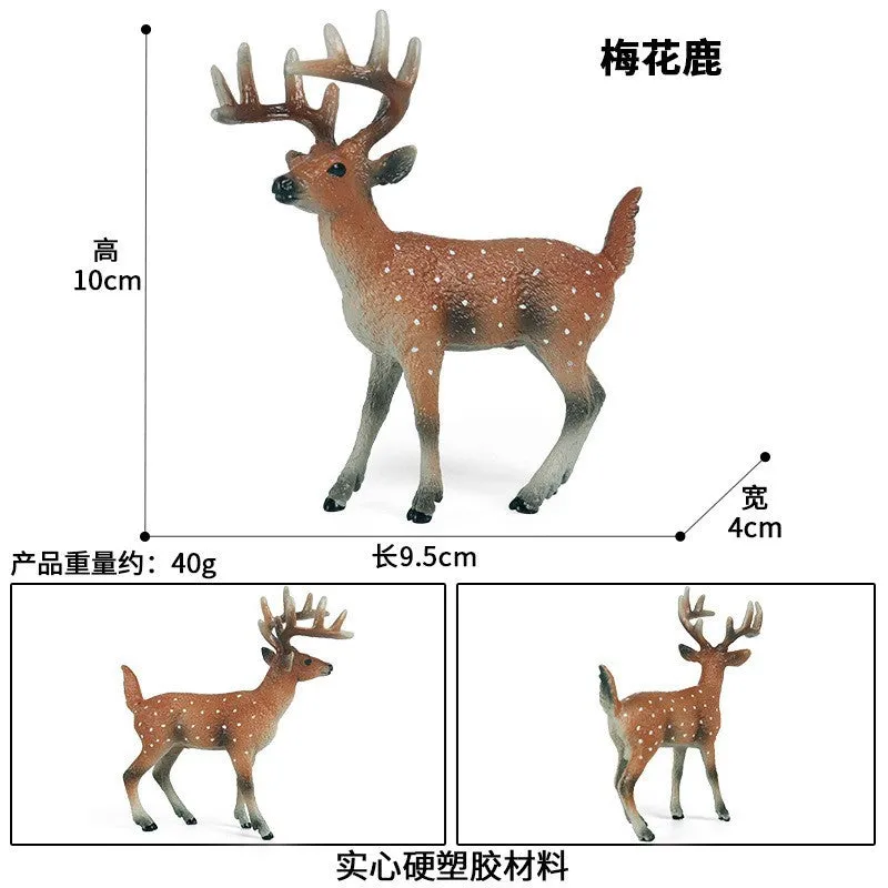 Fox model toy wild animal model set toy simulation solid fox plum deer children cake decorations