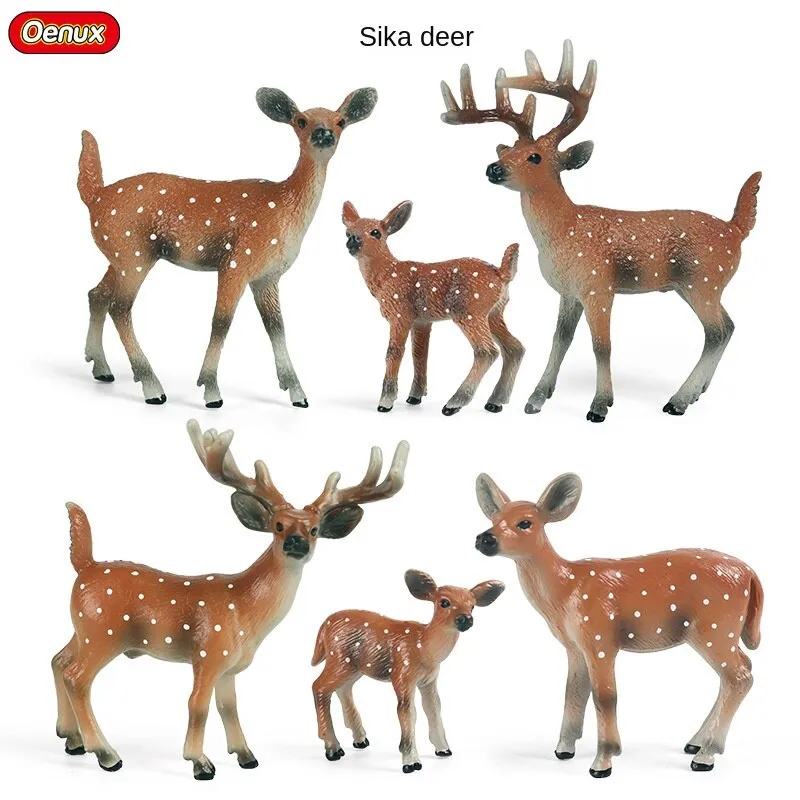 Fox model toy wild animal model set toy simulation solid fox plum deer children cake decorations