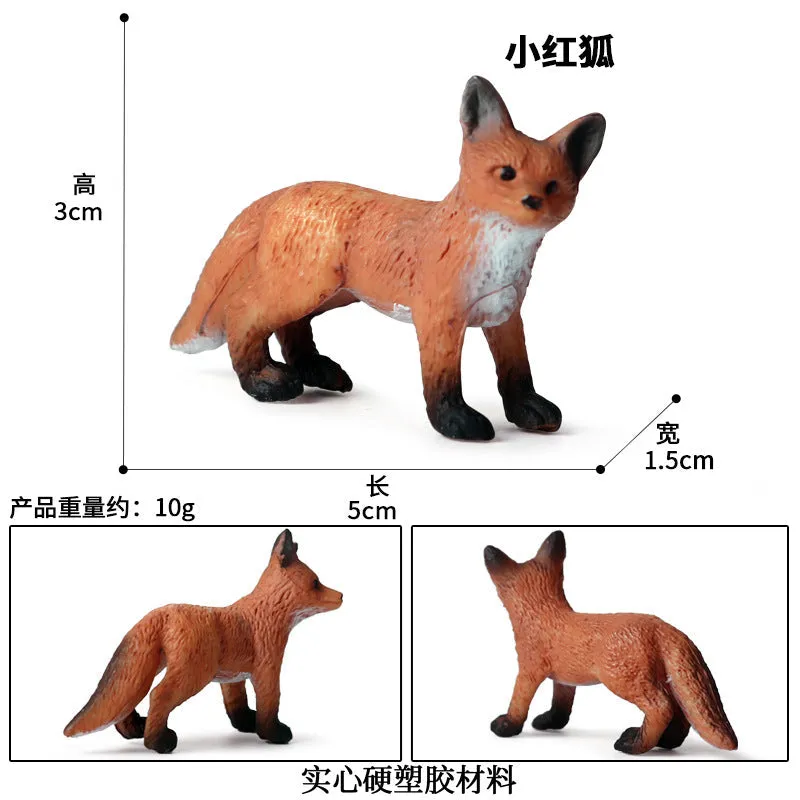 Fox model toy wild animal model set toy simulation solid fox plum deer children cake decorations