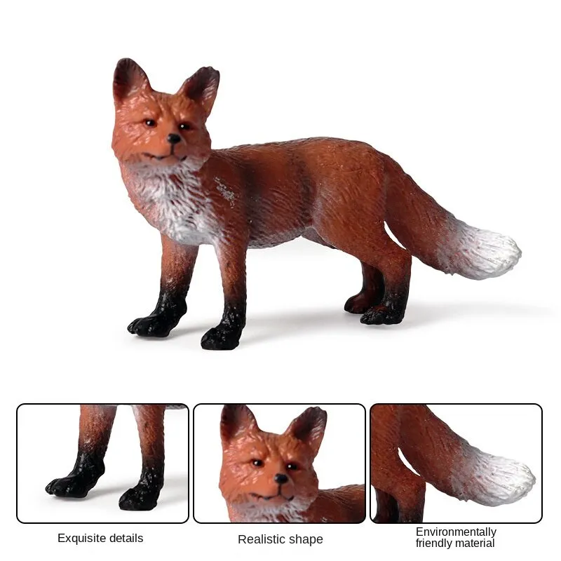 Fox model toy wild animal model set toy simulation solid fox plum deer children cake decorations