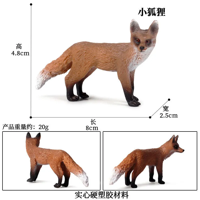 Fox model toy wild animal model set toy simulation solid fox plum deer children cake decorations