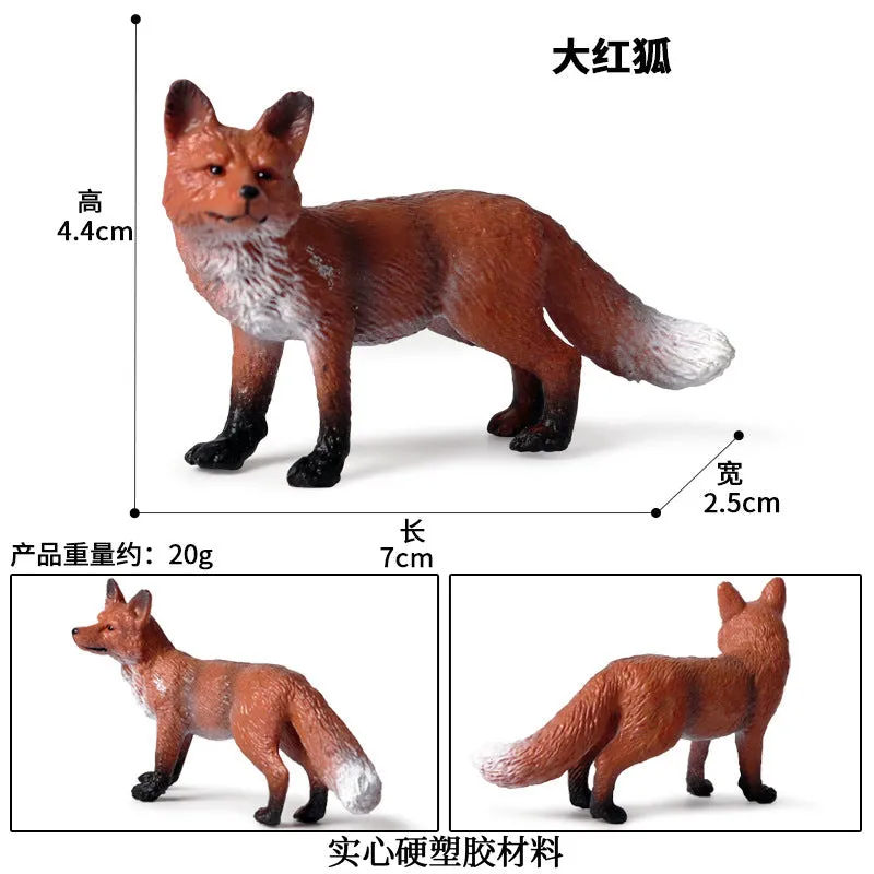 Fox model toy wild animal model set toy simulation solid fox plum deer children cake decorations