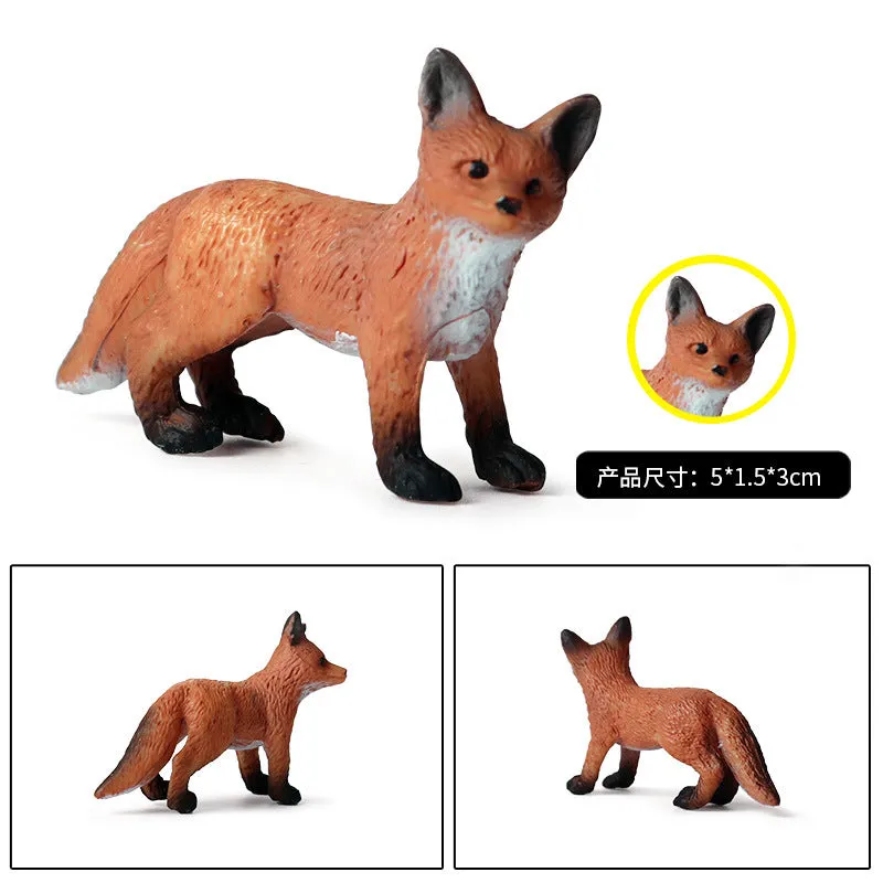 Fox model toy wild animal model set toy simulation solid fox plum deer children cake decorations
