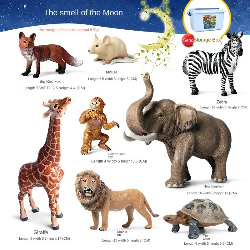 Fox model toy wild animal model set toy simulation solid fox plum deer children cake decorations