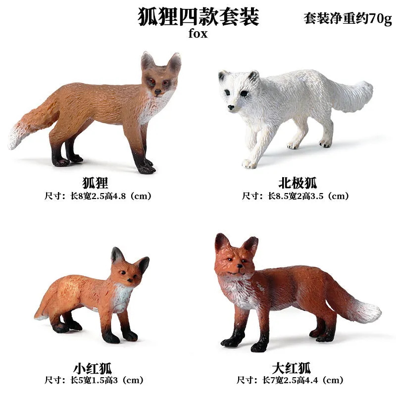 Fox model toy wild animal model set toy simulation solid fox plum deer children cake decorations