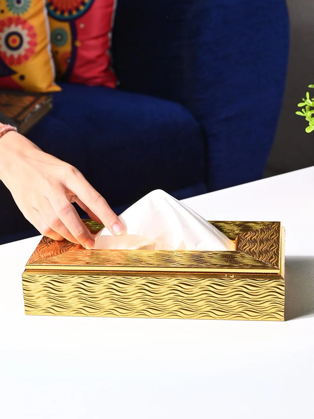 Golden Radiance Tissue Box - Rectangle Shape