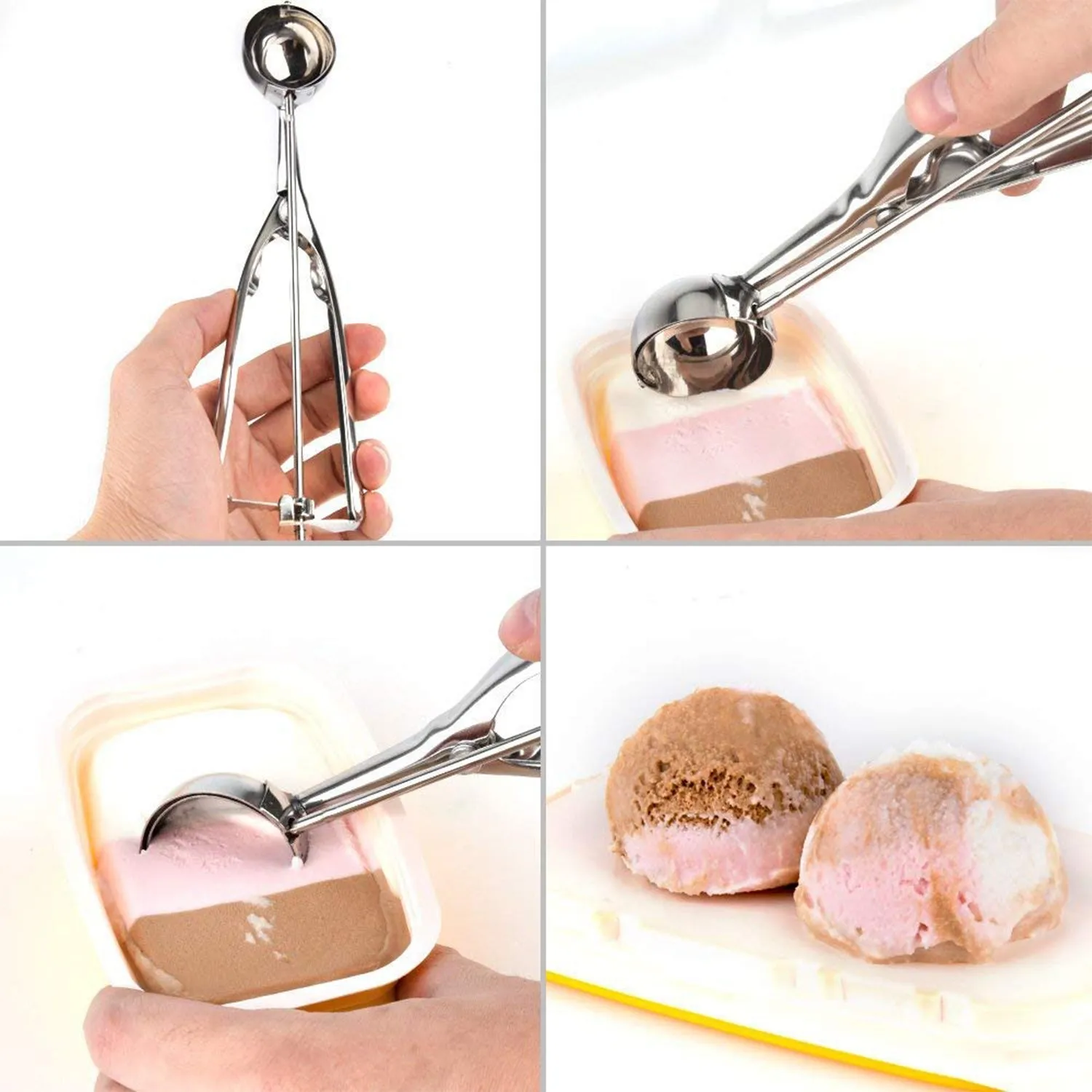 Ice Cream Serving Scoop | Stainless Steel Premium Quality Ice Cream Serving Spoon Scooper with Trigger Release ( Small )