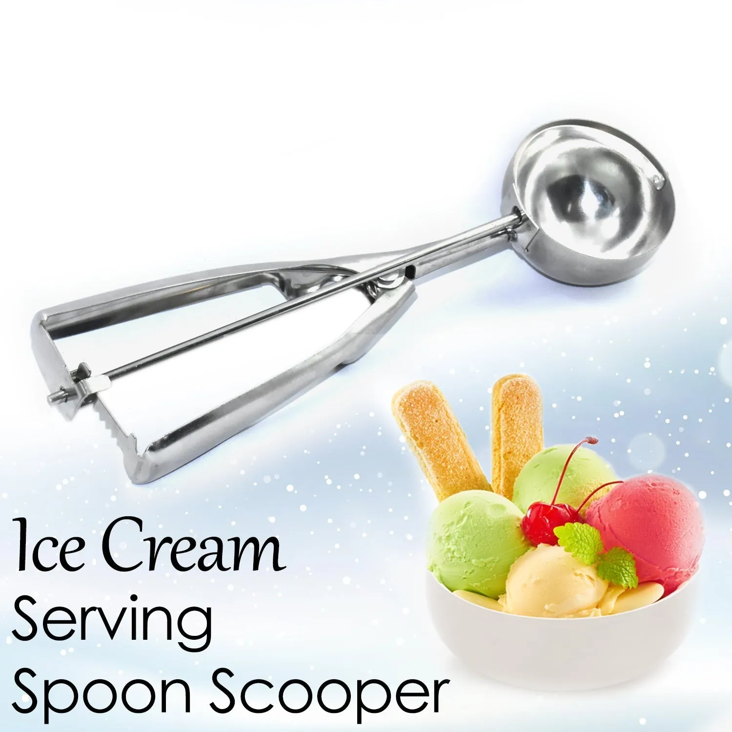 Ice Cream Serving Scoop | Stainless Steel Premium Quality Ice Cream Serving Spoon Scooper with Trigger Release