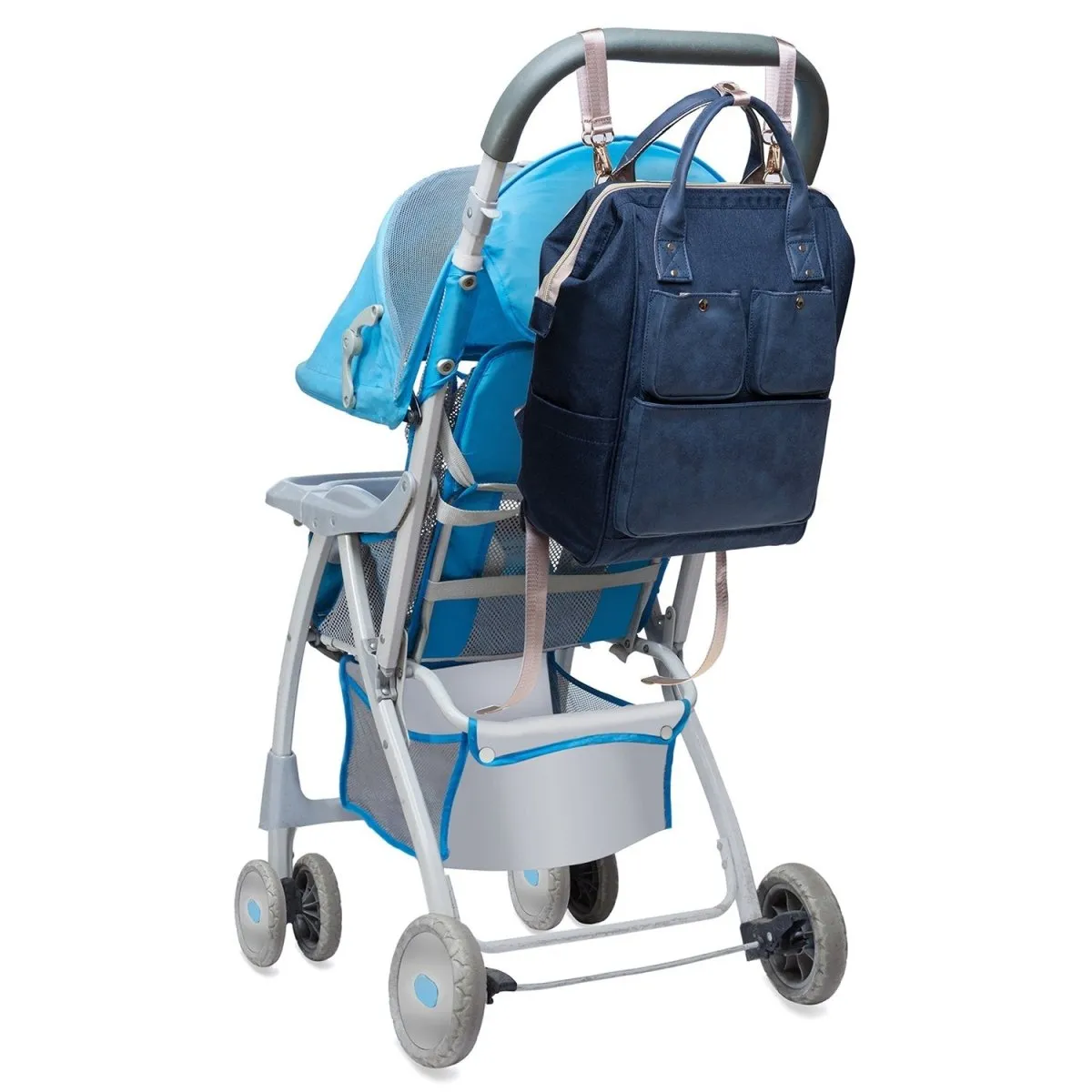 KAUKKO Diaper Bag Backpack with Pacifier Holder and Stroller straps - for Mom and Dad, Waterproof, one size, KT03 ( Mediterranean Blue ）