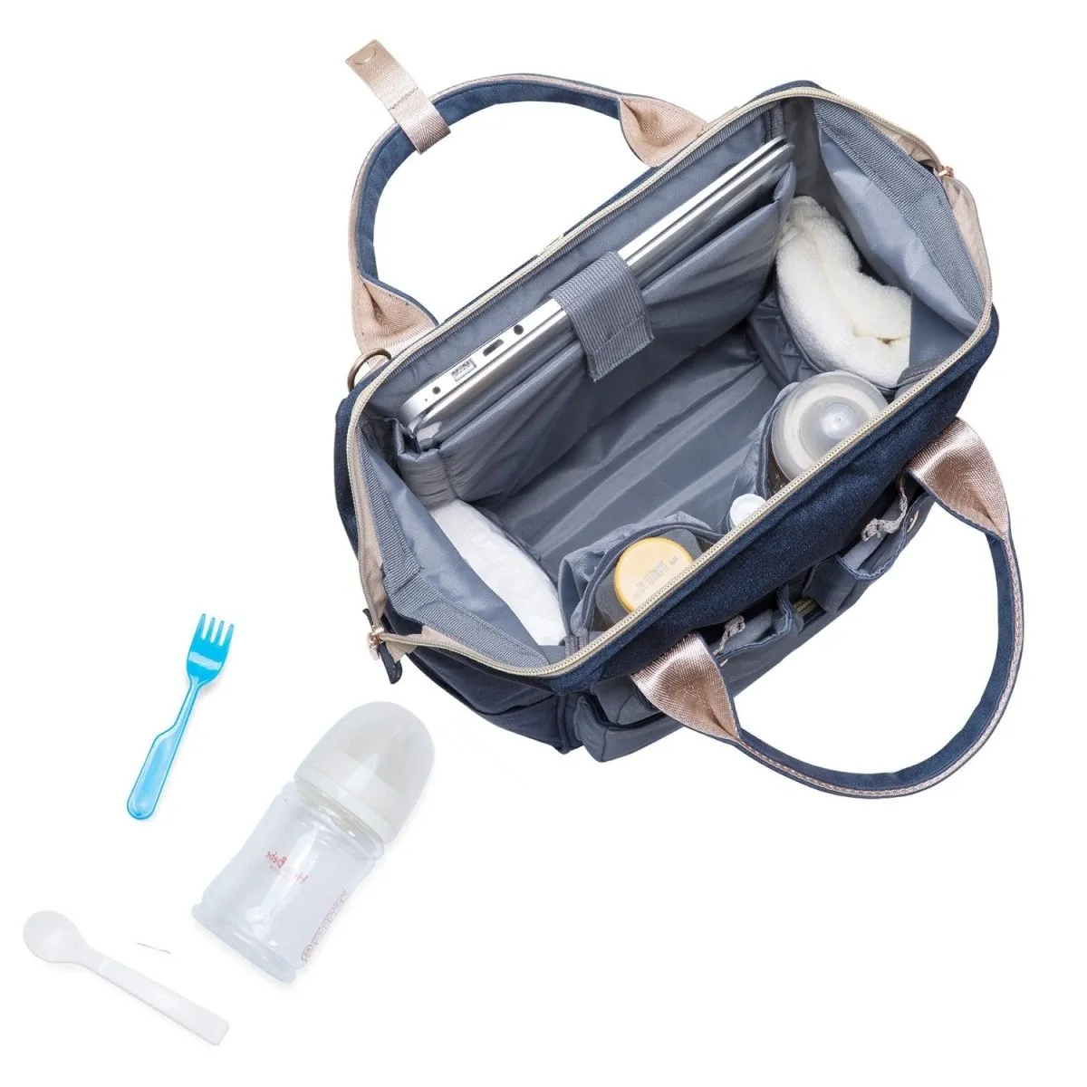 KAUKKO Diaper Bag Backpack with Pacifier Holder and Stroller straps - for Mom and Dad, Waterproof, one size, KT03 ( Mediterranean Blue ）