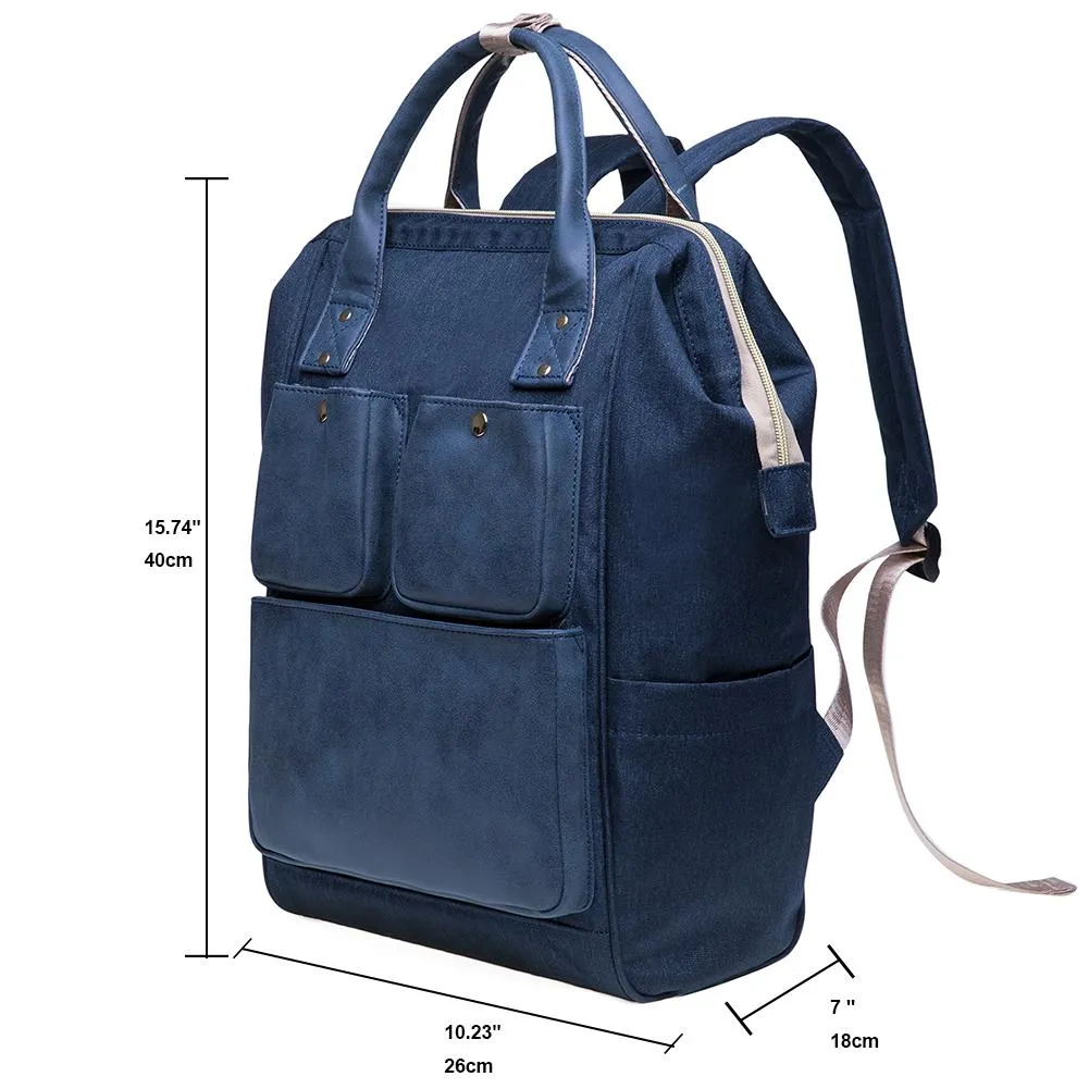 KAUKKO Diaper Bag Backpack with Pacifier Holder and Stroller straps - for Mom and Dad, Waterproof, one size, KT03 ( Mediterranean Blue ）