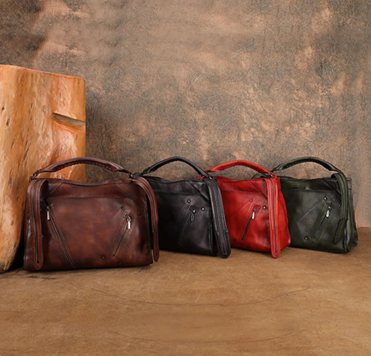Ladies Red Leather Shoulder Bag Leather Cross Body Handbags For Women