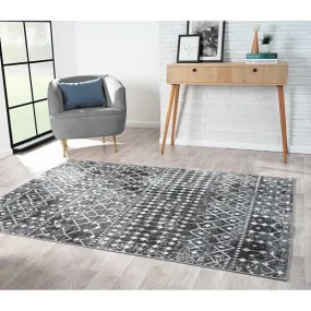 Large Modern and Contemporary Moroccan Global Print Woven Area Rug - 6x9' Charcoal