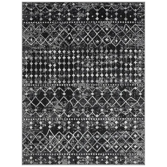Large Modern and Contemporary Moroccan Global Print Woven Area Rug - 6x9' Charcoal
