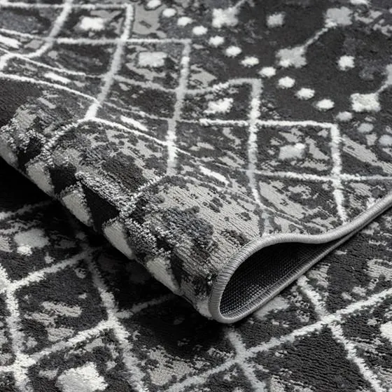 Large Modern and Contemporary Moroccan Global Print Woven Area Rug - 6x9' Charcoal