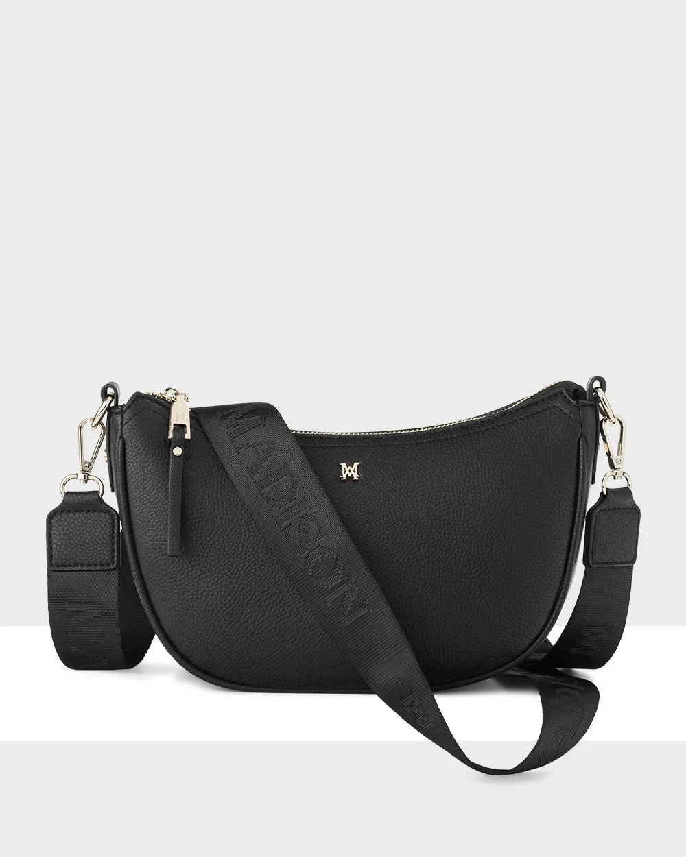 Layla Zip Top Curved Crossbody   Monogram Strap
