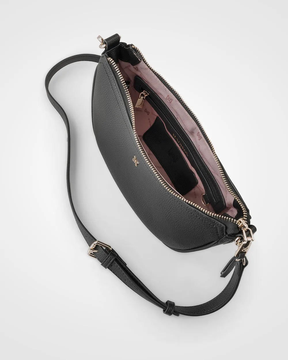Layla Zip Top Curved Crossbody   Monogram Strap