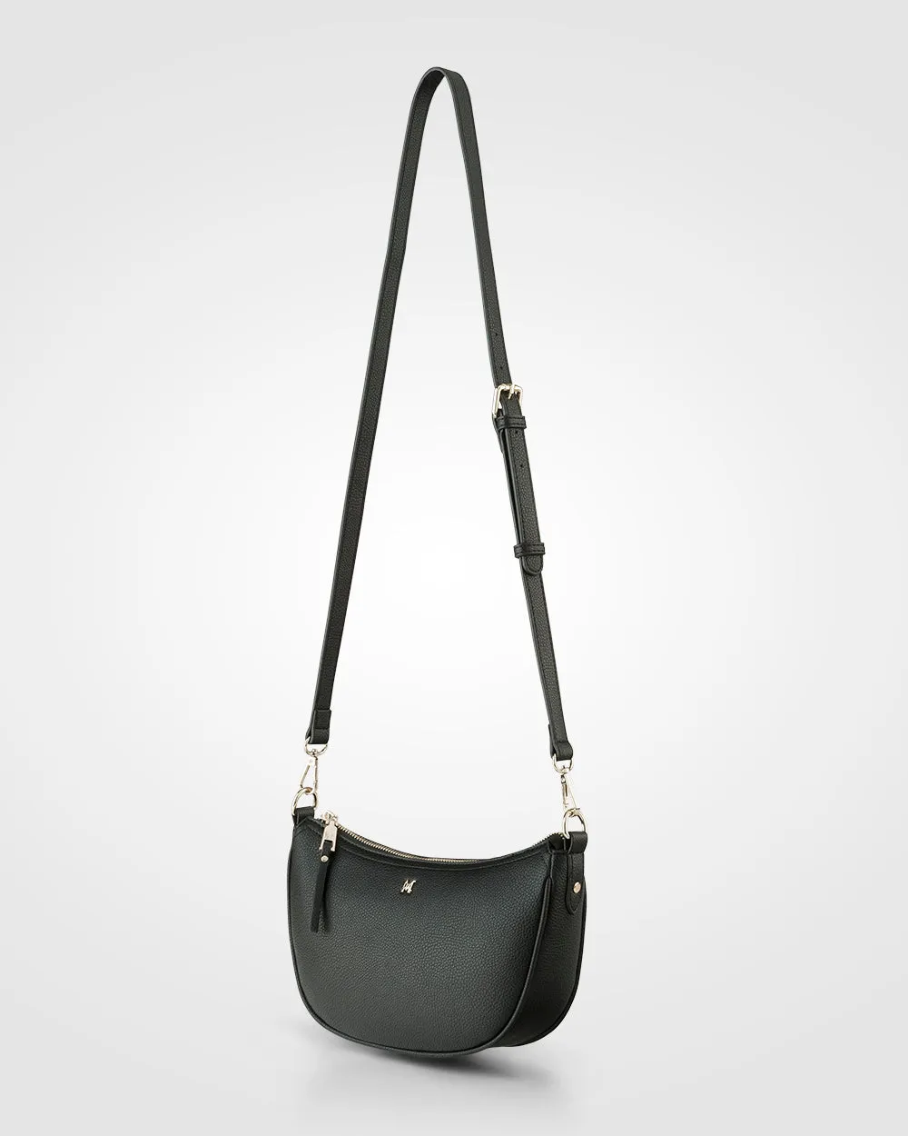 Layla Zip Top Curved Crossbody   Monogram Strap