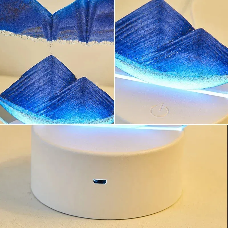LED RGB Hourglass Light 16 Colors 3D Sandscape Lamp Moving Sand Art Frame Night Light with Deep Sea Display New Year Gift