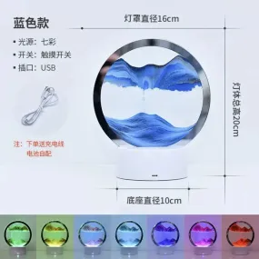 LED RGB Hourglass Light 16 Colors 3D Sandscape Lamp Moving Sand Art Frame Night Light with Deep Sea Display New Year Gift