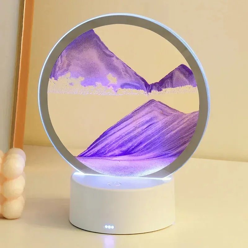 LED RGB Hourglass Light 16 Colors 3D Sandscape Lamp Moving Sand Art Frame Night Light with Deep Sea Display New Year Gift