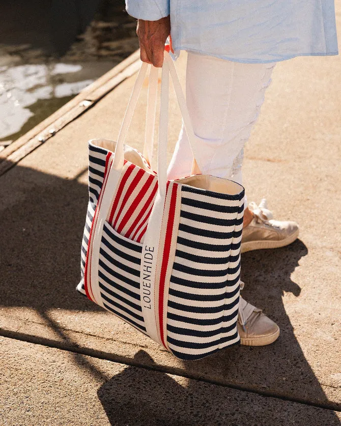 Louenhide Sorrento Canvas Beach Bag Navy Red