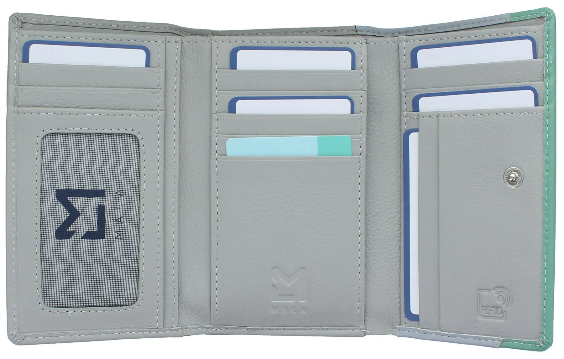 Mala Leather Valais Collection Leather Tri Fold Purse RFID Blocking 3662_21