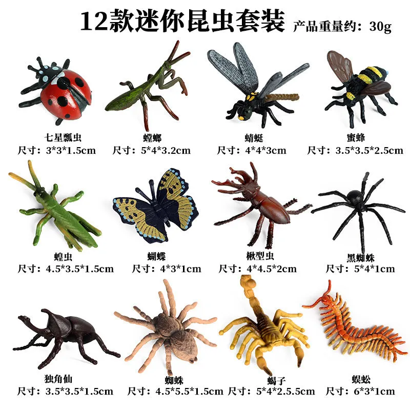 Mini Insect Animal Model Set Butterfly Bee Spider Poultry Marine Animal Doll Children Learning Gift Children Ornaments