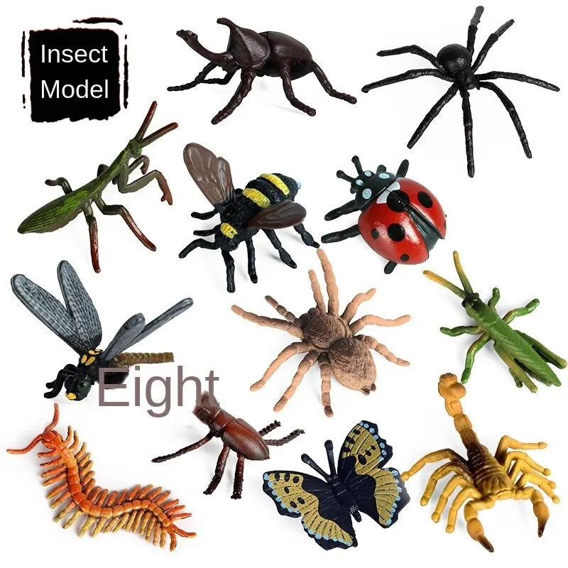 Mini Insect Animal Model Set Butterfly Bee Spider Poultry Marine Animal Doll Children Learning Gift Children Ornaments