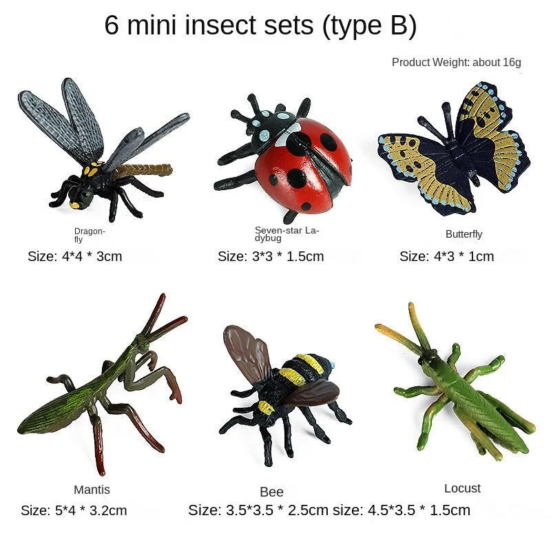 Mini Insect Animal Model Set Butterfly Bee Spider Poultry Marine Animal Doll Children Learning Gift Children Ornaments