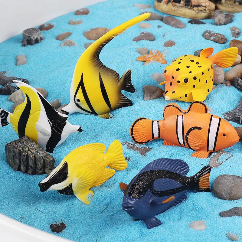 Mini Ocean Tropical Fish Model Set Simulation Solid Clownfish Fairy Fish Fox Fish Children's Teaching Toys