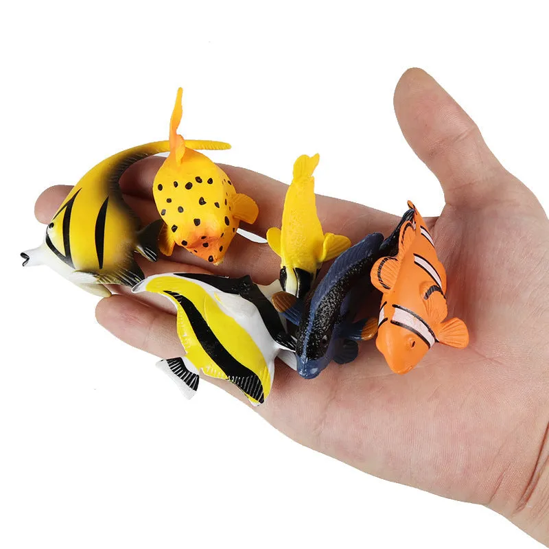Mini Ocean Tropical Fish Model Set Simulation Solid Clownfish Fairy Fish Fox Fish Children's Teaching Toys