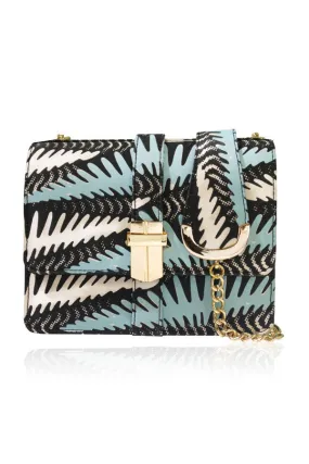 MINI PETRA SCREEN PRINTED SILK SATCHEL BLUE