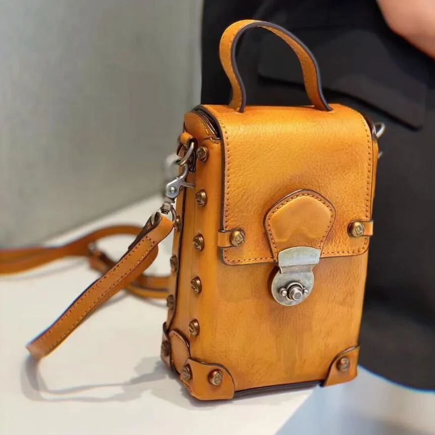Mini Women's Leather Cell Phone Purses With Shoulder Strap Leather Over The Shoulder Bag