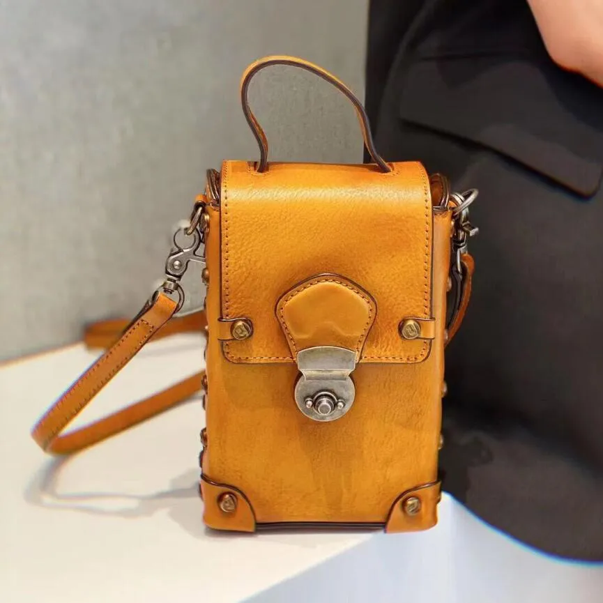 Mini Women's Leather Cell Phone Purses With Shoulder Strap Leather Over The Shoulder Bag
