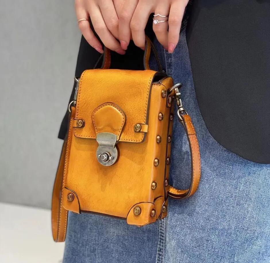 Mini Women's Leather Cell Phone Purses With Shoulder Strap Leather Over The Shoulder Bag