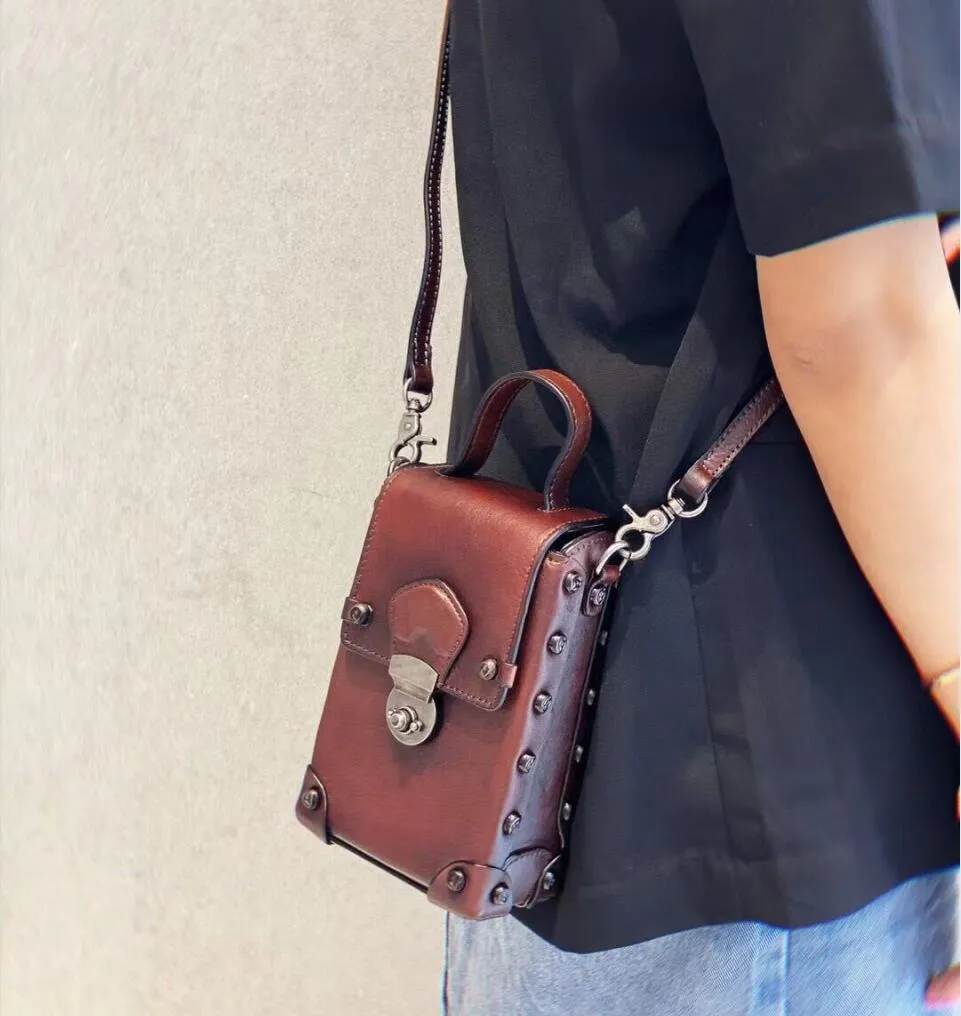 Mini Women's Leather Cell Phone Purses With Shoulder Strap Leather Over The Shoulder Bag